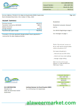 INDE Instituto Nacional De Electrificacion electricity utility business bill, SCR